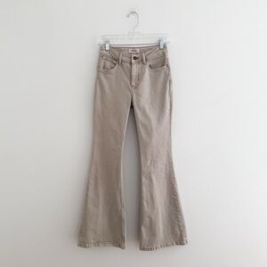 Wrangler High Rise Fierce Flare Jeans Beige Denim Bell Bottom Western Minimal 25